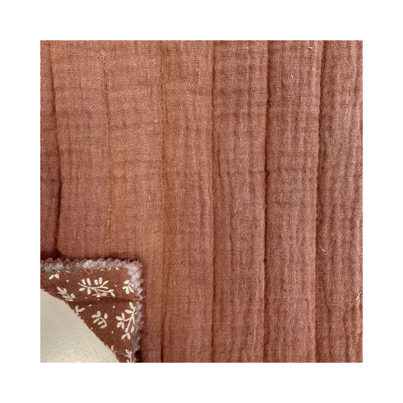 Printed Quilted Double Gauze MEESYA 6J Chestnut / Chestnut